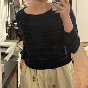 navy blue sweater with striped glitter print (small)